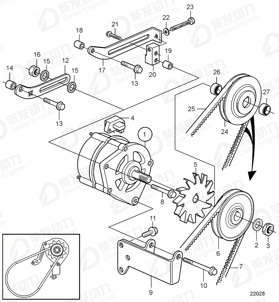 VOLVO Alternator, 28V 35A 20584337 Drawing